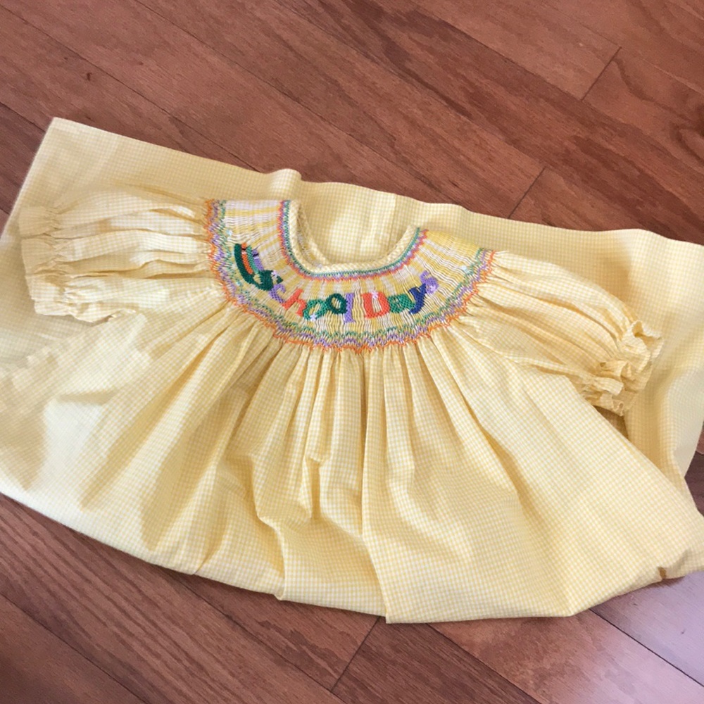 Rosalina smocked dress “School Days” 3T